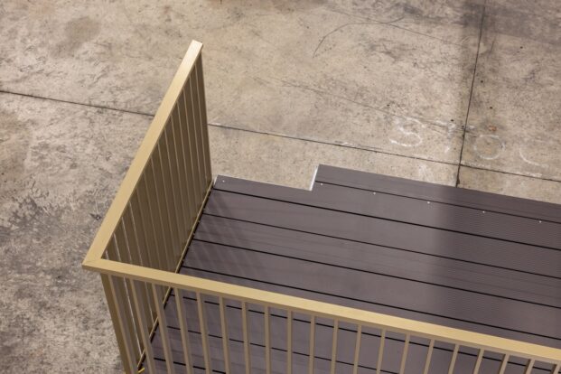 Skyeline balcony systems and SkyeDeck balcony decking during production.