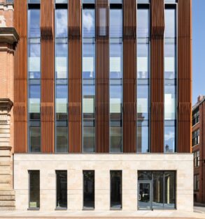 Armourclad metal cladding, stone and facing bricks supplied to commercial development in Manchester.