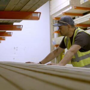 Timber in warehouse