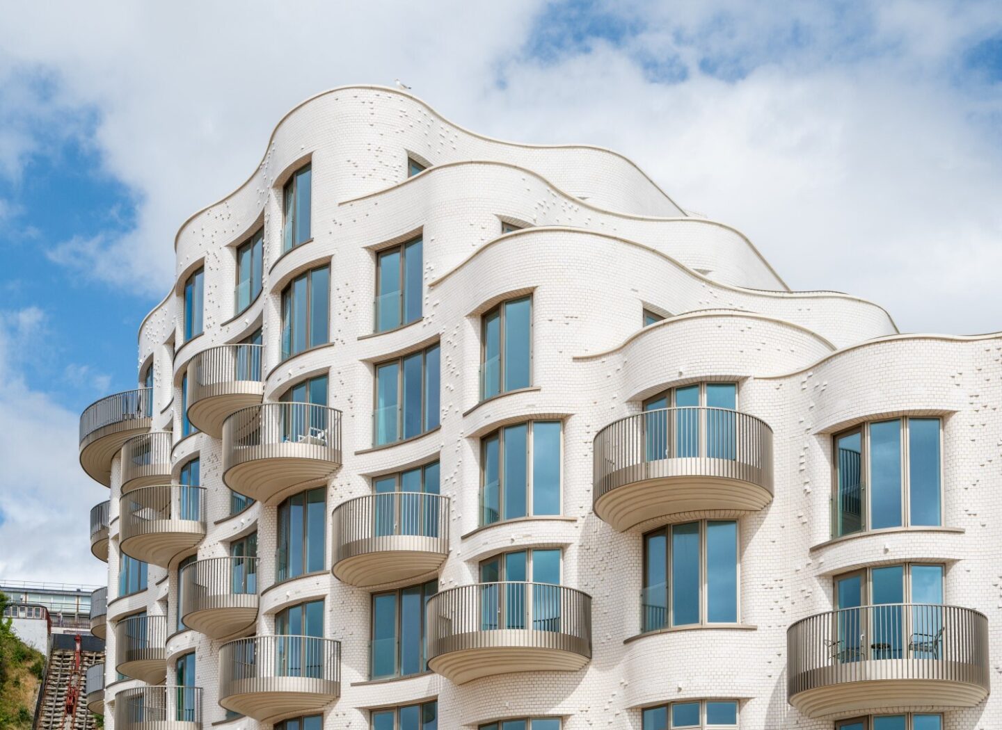 La Paloma White Glazed Facing Brick on seafront project, Kent.