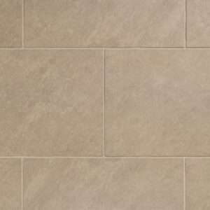 An image of light grey porcelain paving stones laid in alternating pattern.