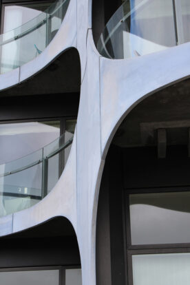 Close up of GRC cladding at Metropolis project