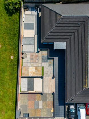 A view of a paving display, taken from overhead.