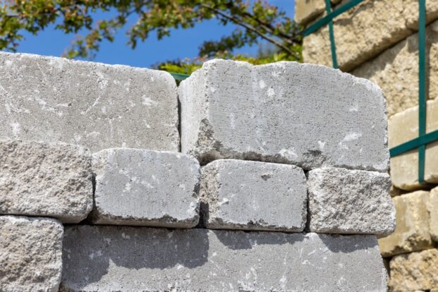 A photo of a stack of stone bricks.