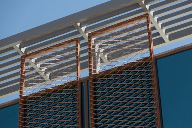 Copper mesh solar shading