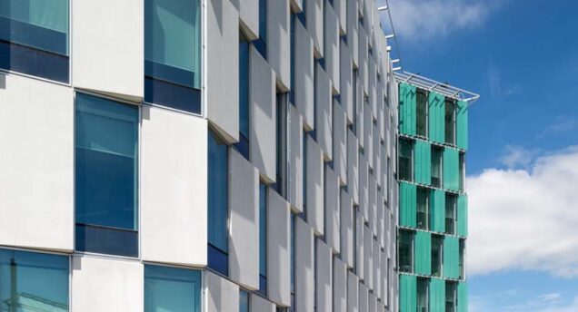 GRC cladding facade on new build Kristallen