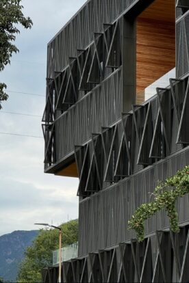 Dark grey expanded mesh cladding