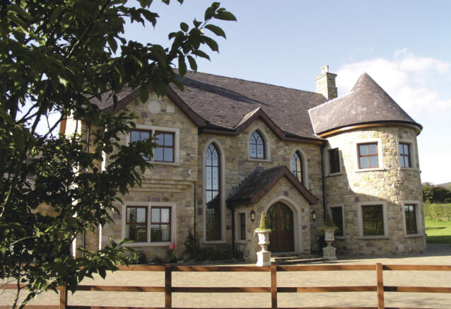 A castle-like, large, gothic home.