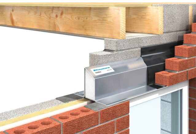 A 3D rendered image of a cut through wall to demonstrate how a Heavy Duty Lintel works.