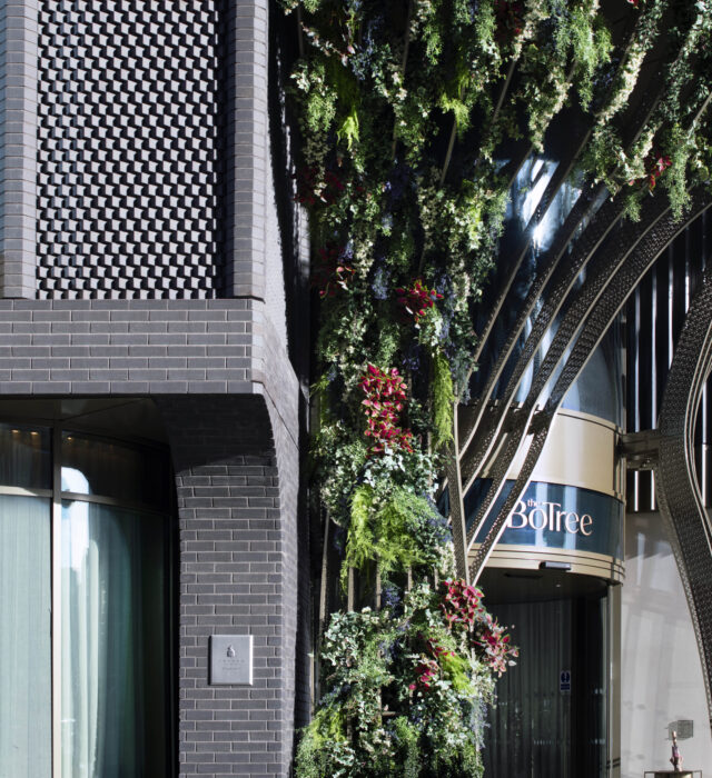 Prefabricated brick cladding on BoTree Facade