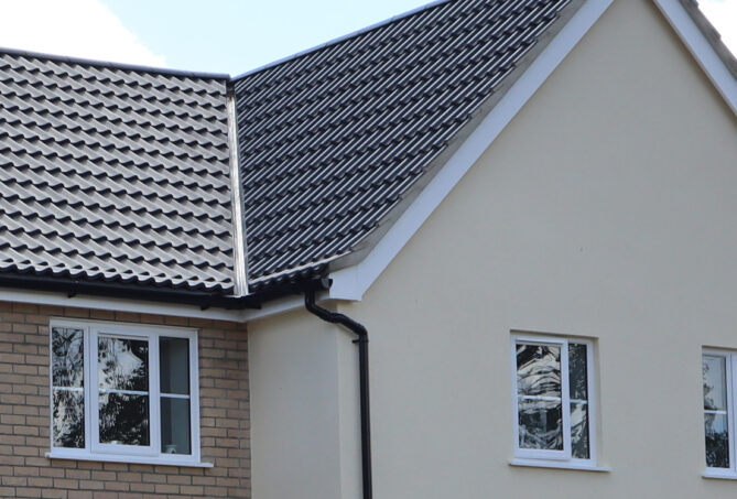 Crest Concrete Double Pantile finishged in Onyx Black