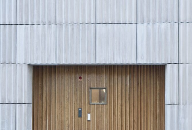 Ridged GRC facade at Kviberg Krematorium